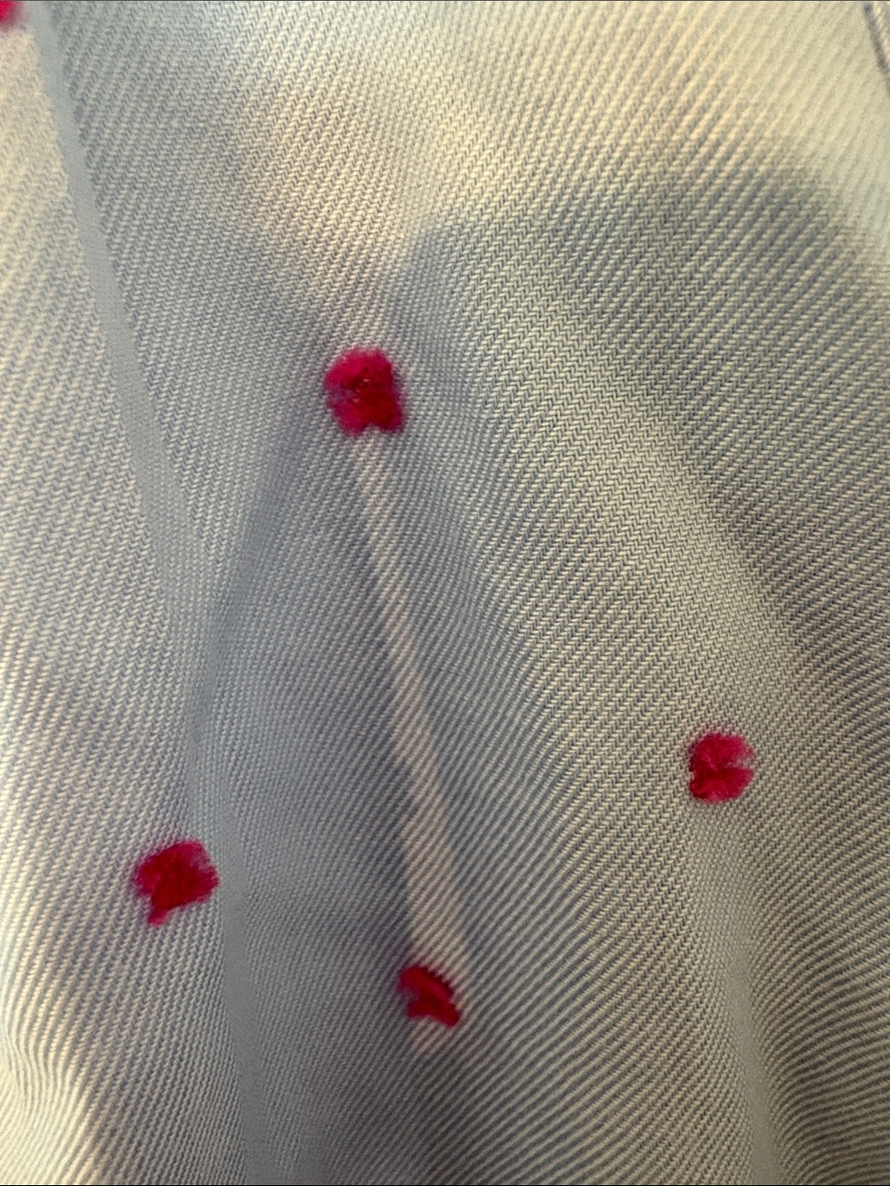 croft & barrow Light Blue Shirt with Pink Dot Embroidery - Picture 3 of 5